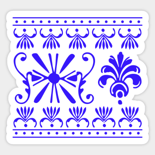 Retro Blue And Burnt Orange Indian Moroccan Oriental Aesthetic Pattern Sticker